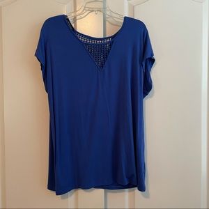 Lane Bryant Royal Blue Cap Sleeve Detail Tee